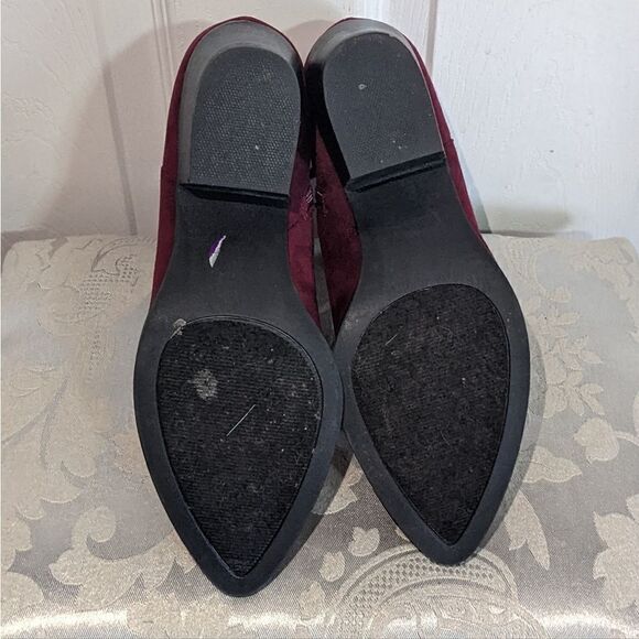 Embroidered Burgundy Ankle Boots - Picture 4 of 6